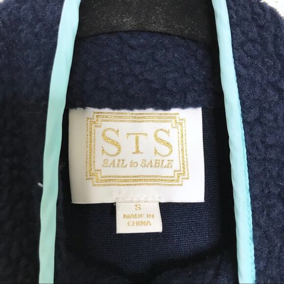 Sail To Sable Small Blue Colorblock Sherpa Zip Front Jacket Quilted Cozy Lounge - Picture 6 of 7